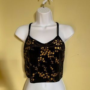 Sparkly Flower Velvet Racerback Cami Top
